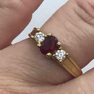 14kt gold ruby and diamond ring size 7 3/4